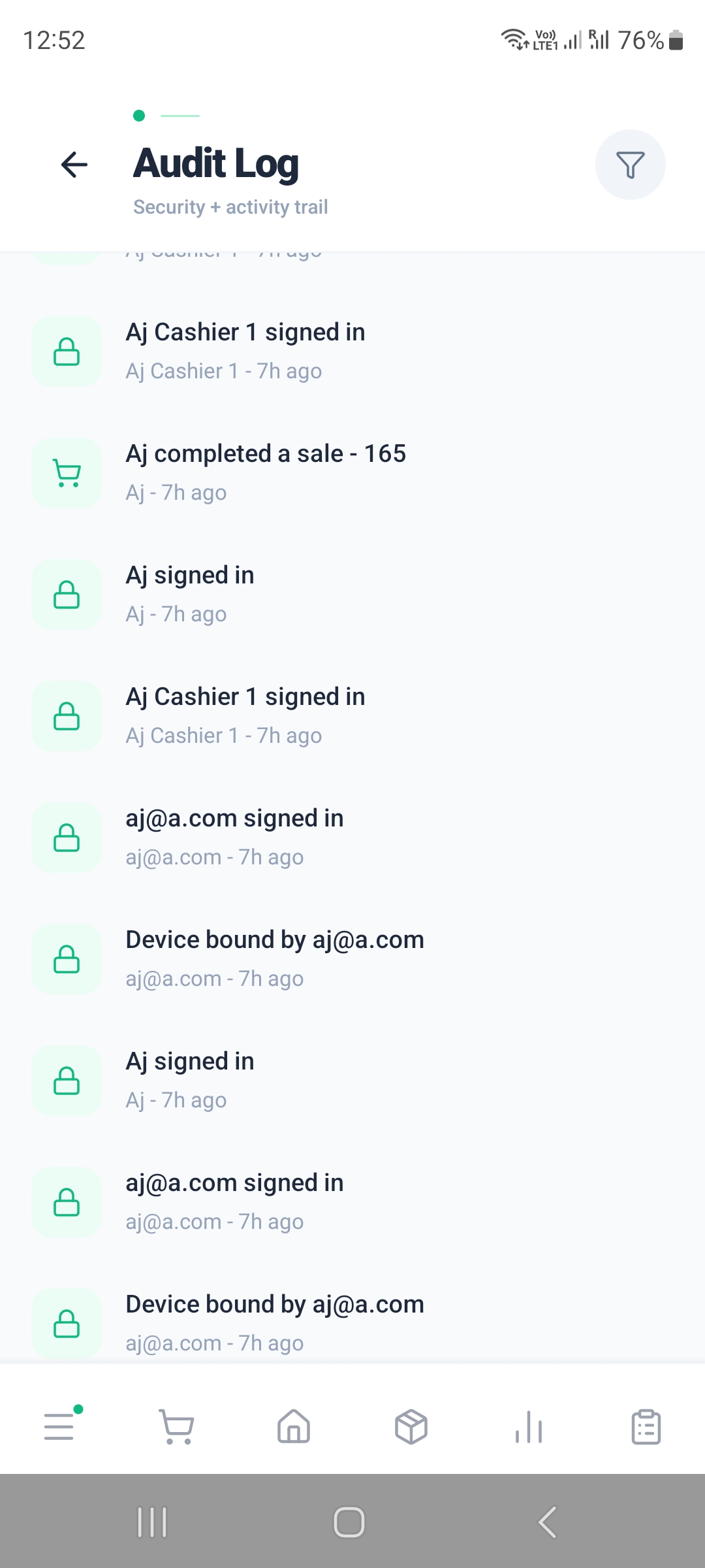 Audit log