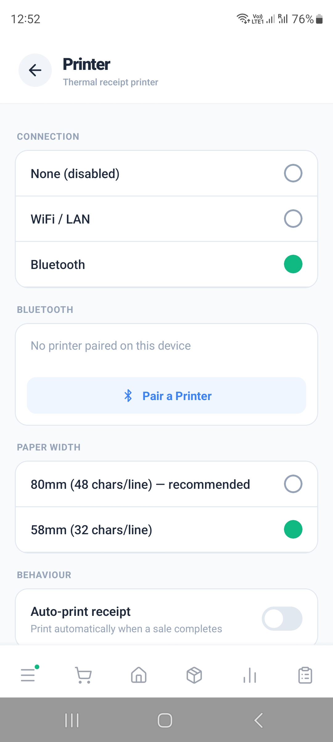 Printer settings