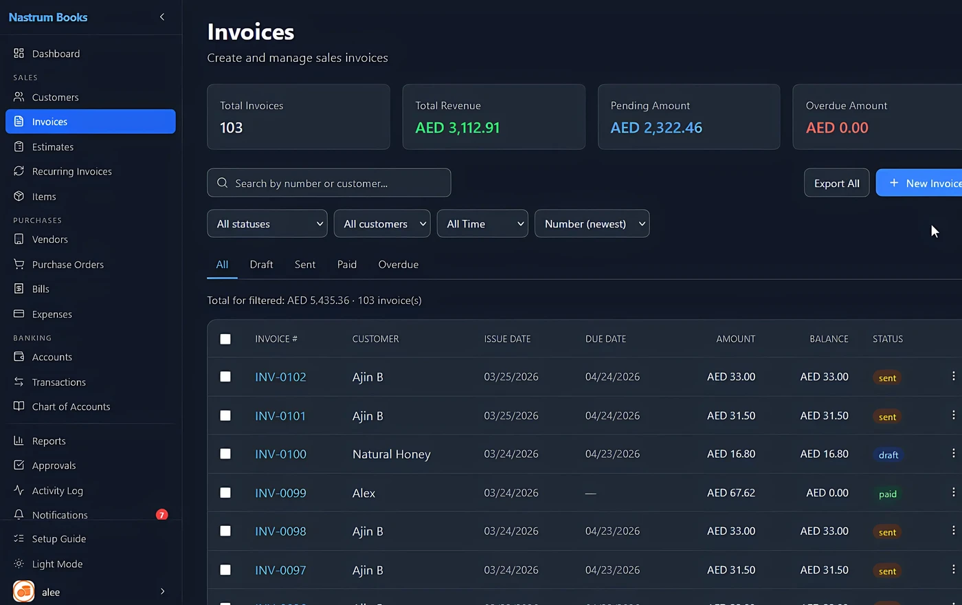 Nastrum Books Invoices